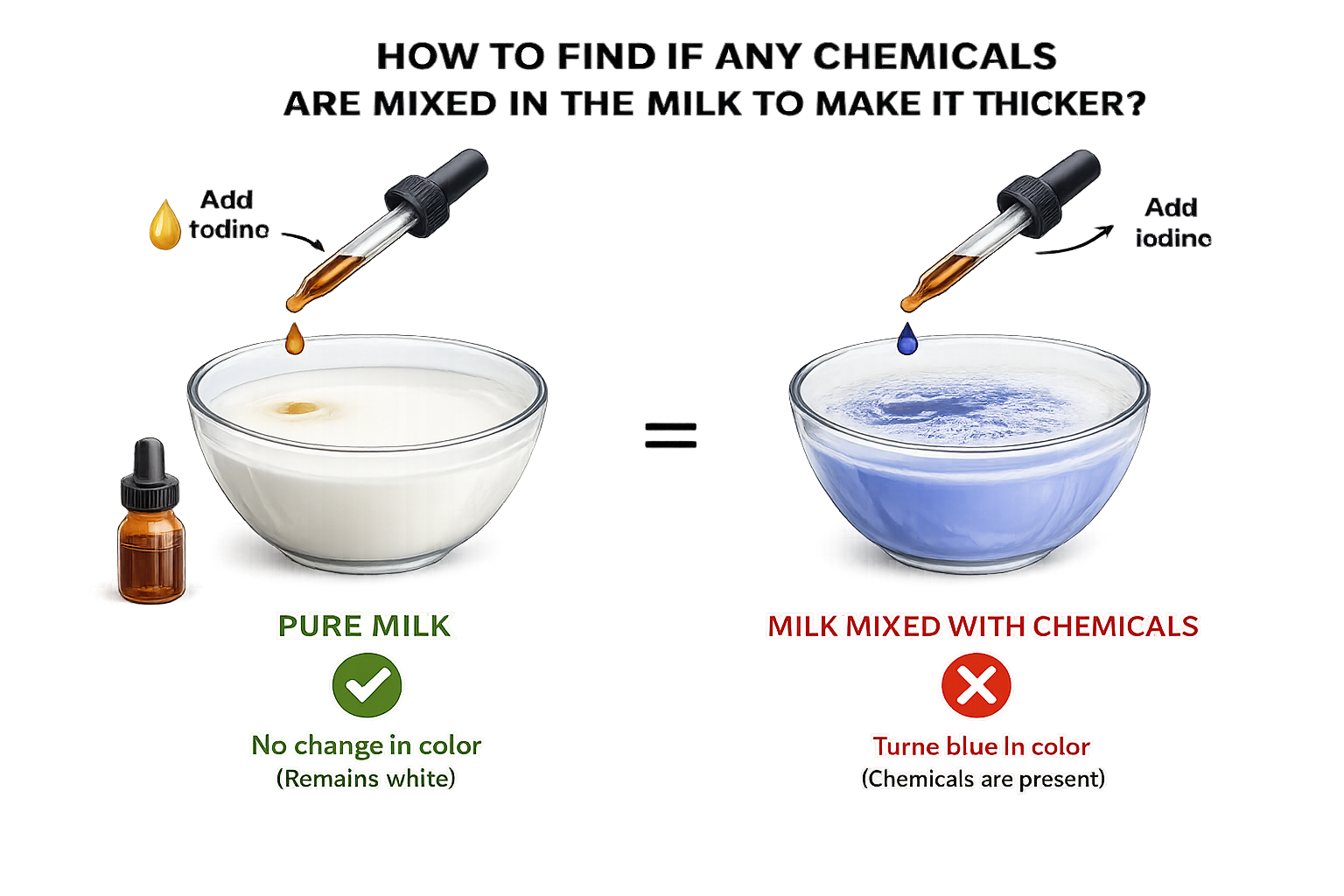 Milk quality test for starch or thickening chemicals