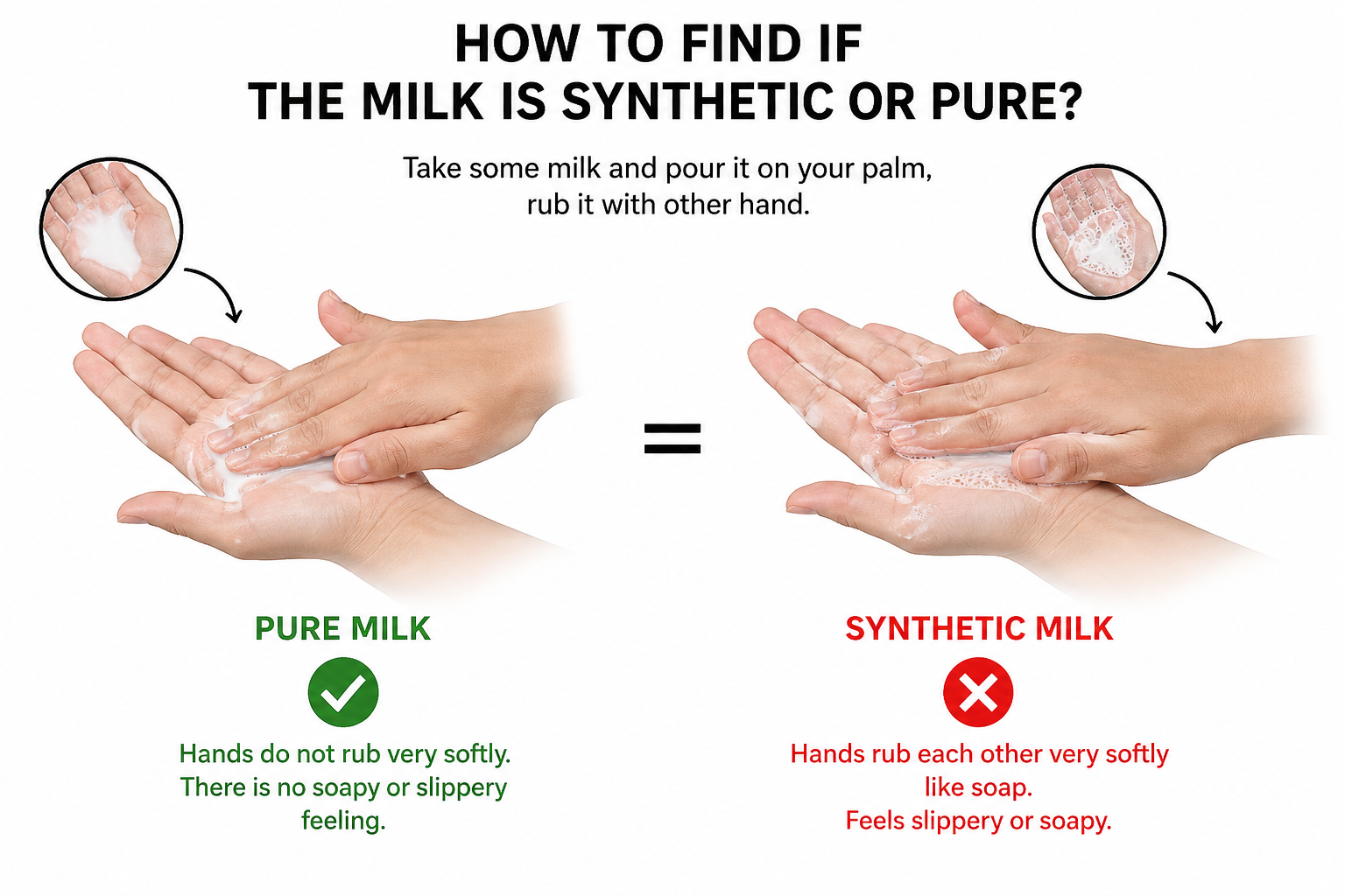 Milk quality test for synthetic milk